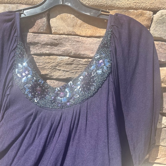Hannah Jo purple sequence blouse size small - Picture 10 of 17